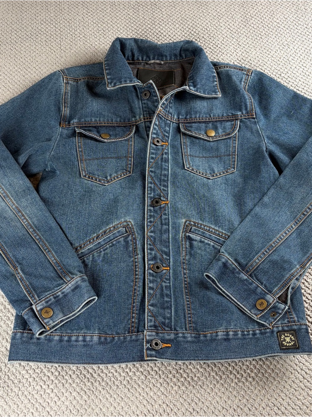 Roark Classic Blue Denim Jean Jacket with Button Front